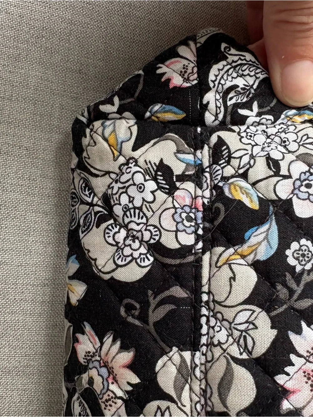 Vera Bradley Black Floral Quilted Tote with Subtle Accents- Midnight Wildflowers - Picture 5 of 8